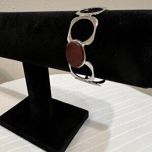 Vintage Italian Sterling Silver Open Link Bracelet w/ Carnelian Clasp – ST. SILV